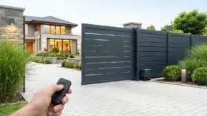 Portail automatique d'une maison familiale.