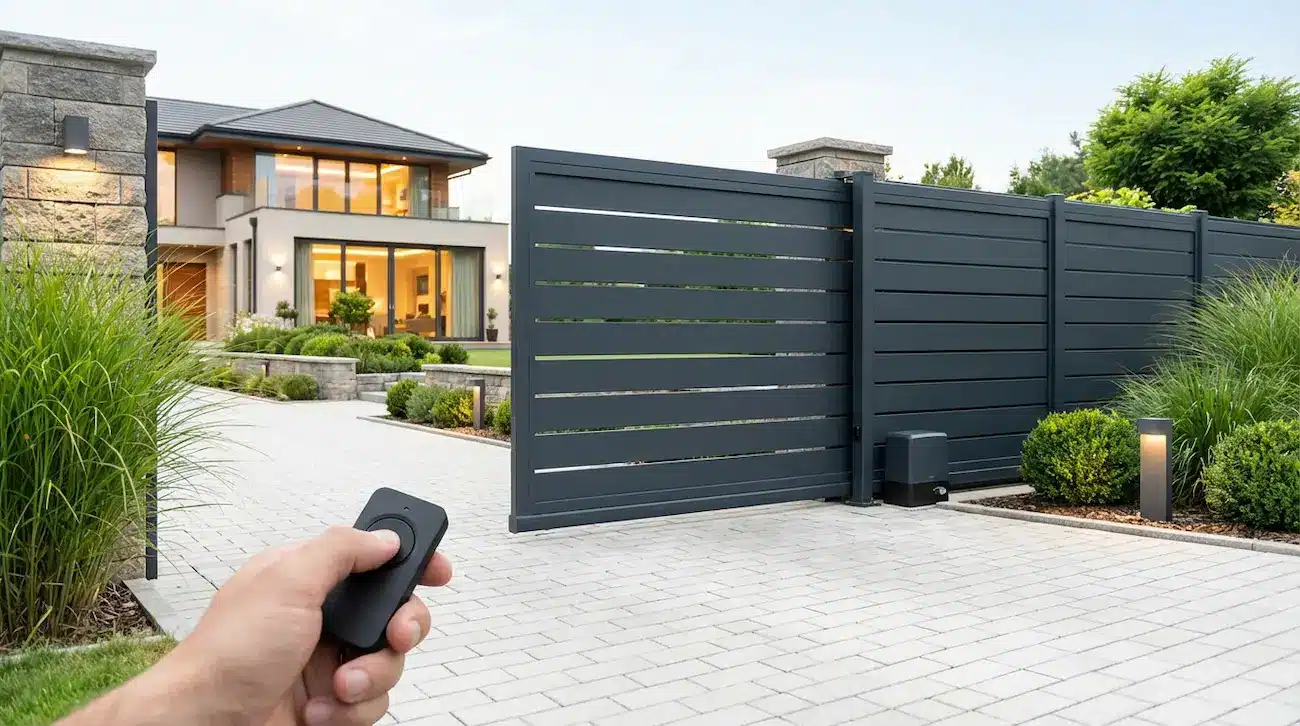 Portail automatique d'une maison familiale.